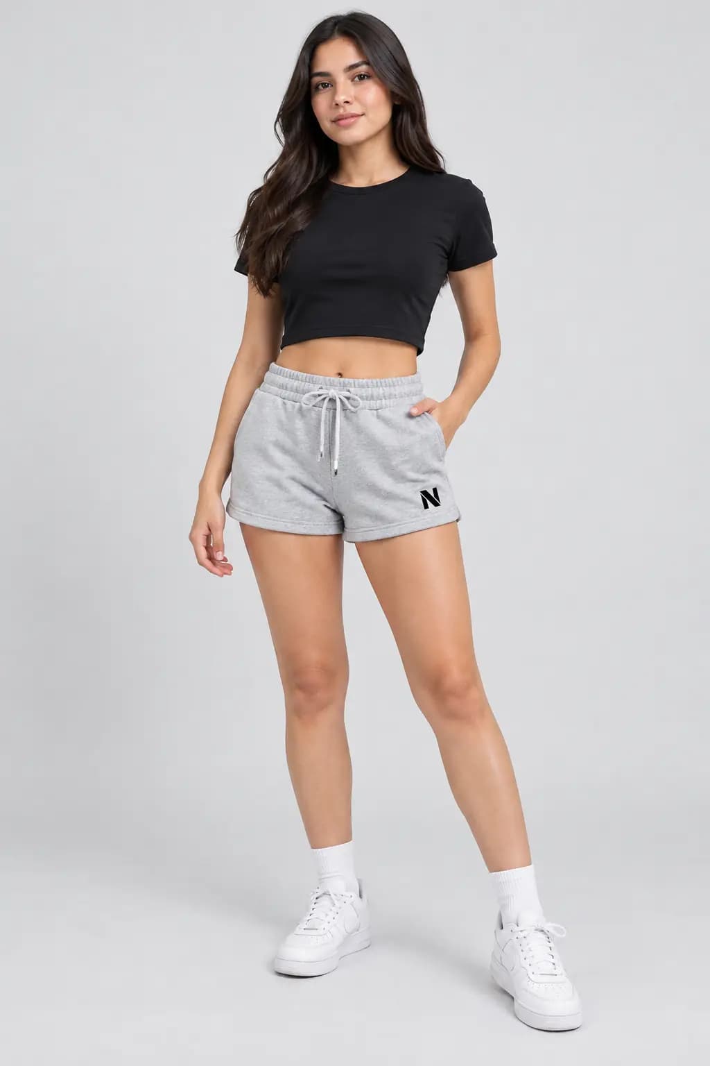 Short Algodón Gris Mujer